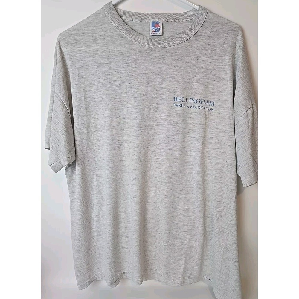 Vintage 90s Single Stitch Russell Athletic Bellingham Parks Tee Triathlon Sz Lg